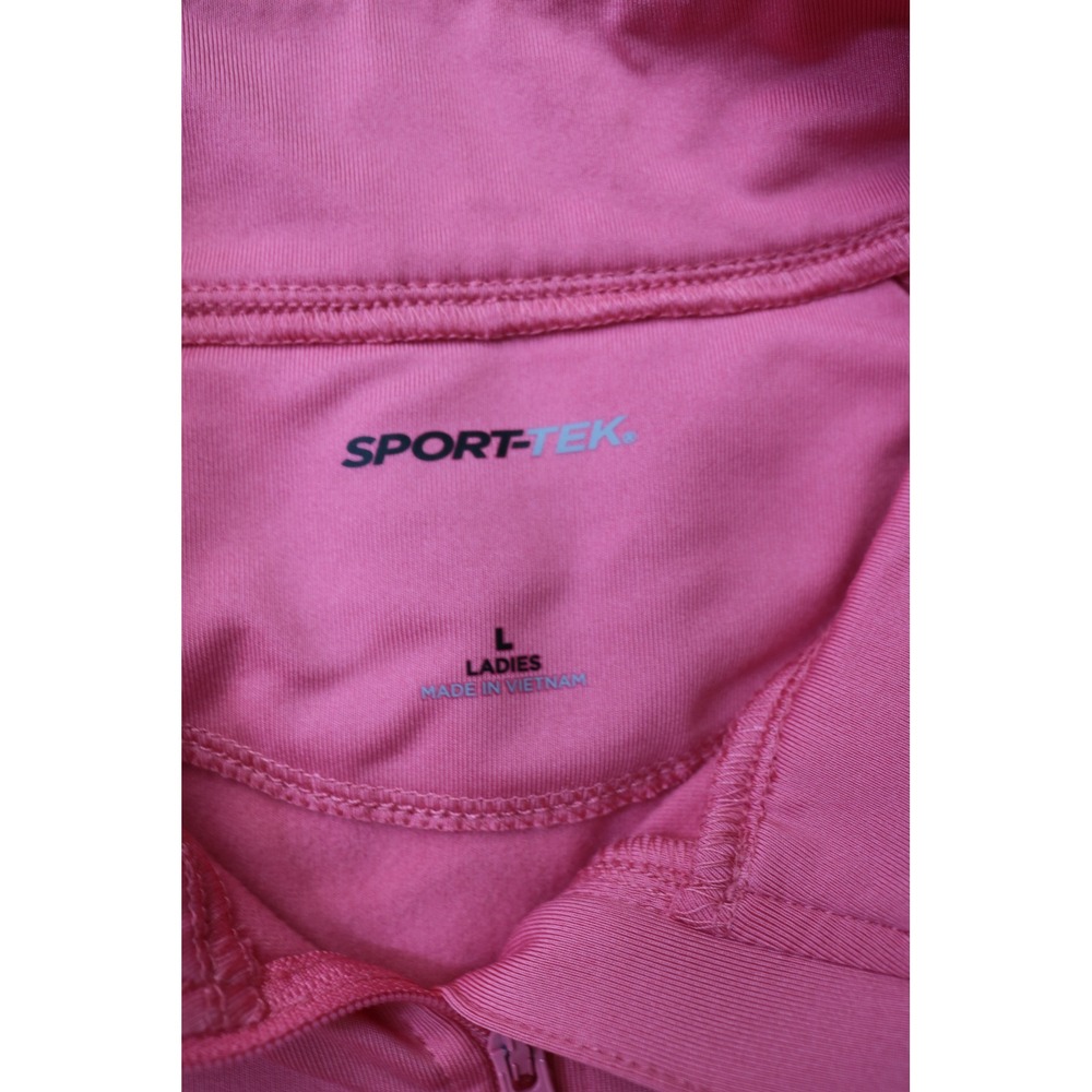 SPORTTEK Quarter Zip Pullover Jacket Women Large Pink Thumb Hole Activewear Top - Picture 10 of 13